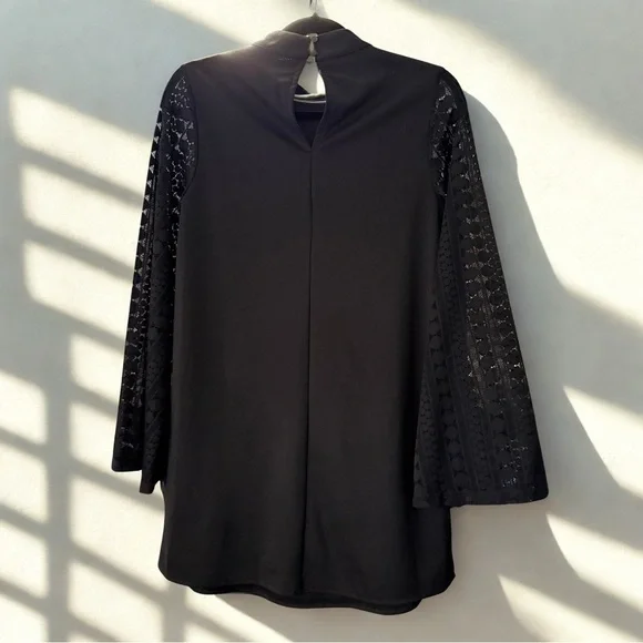 Loveriche Women’s High Neck Mini Dress With Lace Bell Sleeves Size Small 2/$25 - Picture 2 of 11